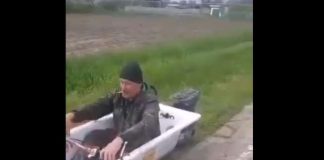 Pijanog ga zaustavila policija – vozio kadu na točkovima sa ugrađenim motorom suzukija (VIDEO)