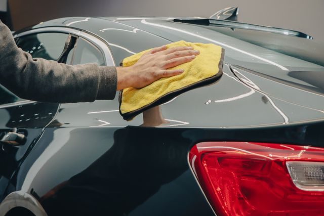 Zašto je zaštita laka važna kada auto često stoji na suncu-ruka-krpa-auto
